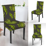 Dark Tropical Leaf Pattern Print Dining Chair Slipcover