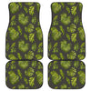 Dark Tropical Leaf Pattern Print Front and Back Car Floor Mats