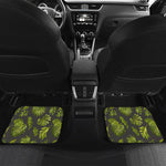 Dark Tropical Leaf Pattern Print Front and Back Car Floor Mats