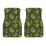 Dark Tropical Leaf Pattern Print Front Car Floor Mats