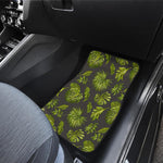 Dark Tropical Leaf Pattern Print Front Car Floor Mats