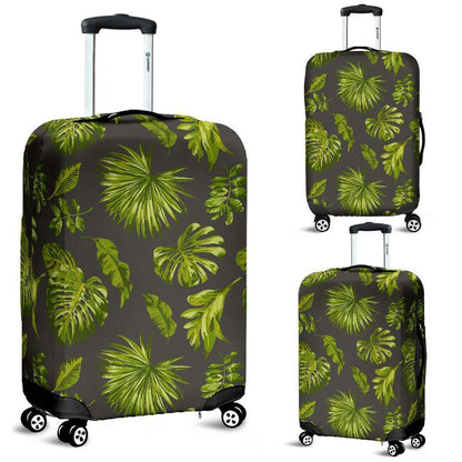 Dark Tropical Leaf Pattern Print Luggage Cover GearFrost