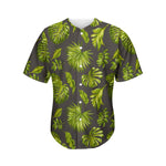 Dark Tropical Leaf Pattern Print Men's Baseball Jersey