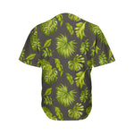 Dark Tropical Leaf Pattern Print Men's Baseball Jersey