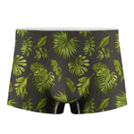 Dark Tropical Leaf Pattern Print Men's Boxer Briefs