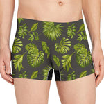 Dark Tropical Leaf Pattern Print Men's Boxer Briefs
