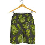 Dark Tropical Leaf Pattern Print Men's Shorts