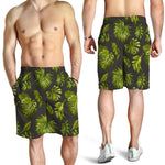 Dark Tropical Leaf Pattern Print Men's Shorts