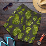 Dark Tropical Leaf Pattern Print Men's Shorts