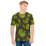 Dark Tropical Leaf Pattern Print Men's T-Shirt