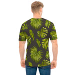 Dark Tropical Leaf Pattern Print Men's T-Shirt