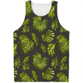 Dark Tropical Leaf Pattern Print Men's Tank Top