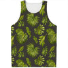 Dark Tropical Leaf Pattern Print Men's Tank Top