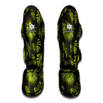 Dark Tropical Leaf Pattern Print Muay Thai Shin Guard