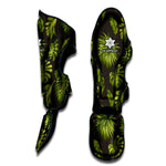 Dark Tropical Leaf Pattern Print Muay Thai Shin Guard