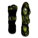 Dark Tropical Leaf Pattern Print Muay Thai Shin Guard