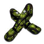 Dark Tropical Leaf Pattern Print Muay Thai Shin Guard