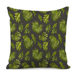 Dark Tropical Leaf Pattern Print Pillow Cover