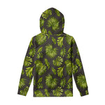 Dark Tropical Leaf Pattern Print Pullover Hoodie