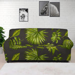 Dark Tropical Leaf Pattern Print Sofa Cover