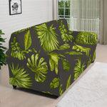 Dark Tropical Leaf Pattern Print Sofa Cover