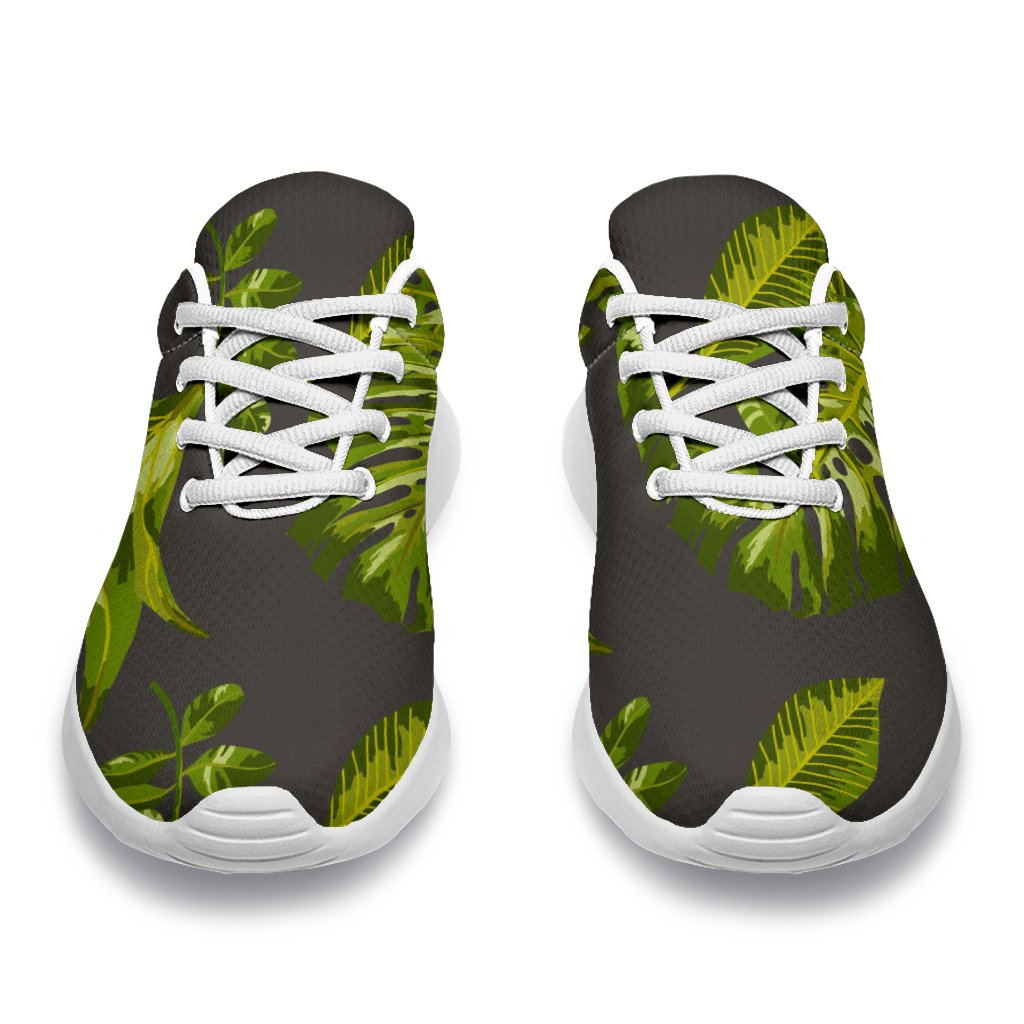 Dark Tropical Leaf Pattern Print Sport Shoes GearFrost