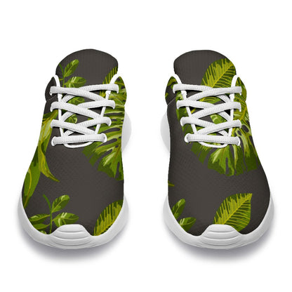 Dark Tropical Leaf Pattern Print Sport Shoes GearFrost