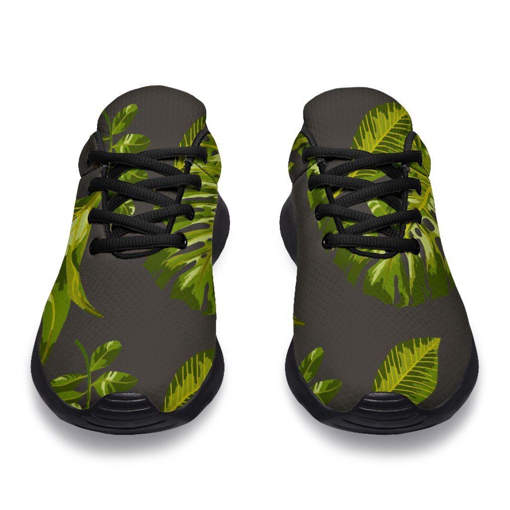 Dark Tropical Leaf Pattern Print Sport Shoes GearFrost