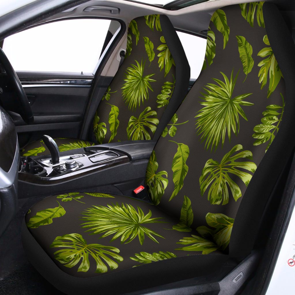 Dark Tropical Leaf Pattern Print Universal Fit Car Seat Covers