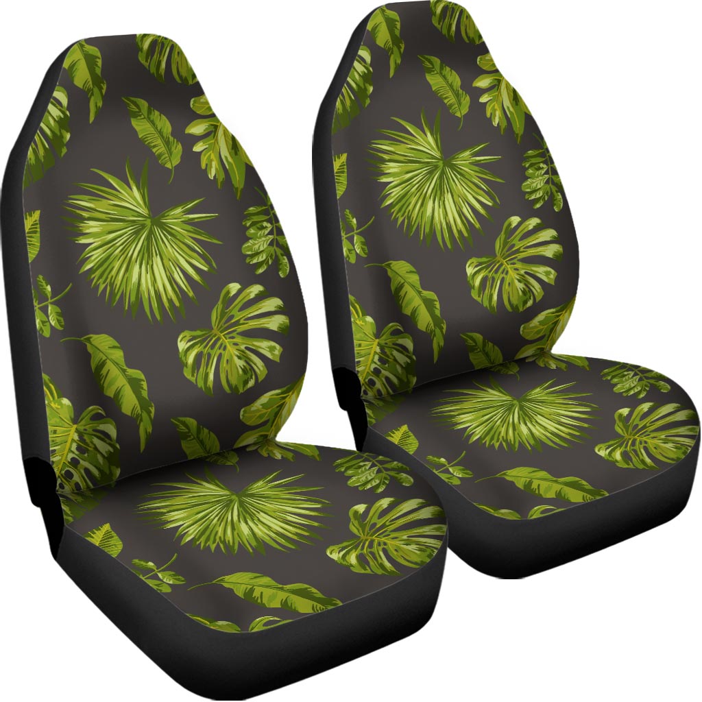 Dark Tropical Leaf Pattern Print Universal Fit Car Seat Covers
