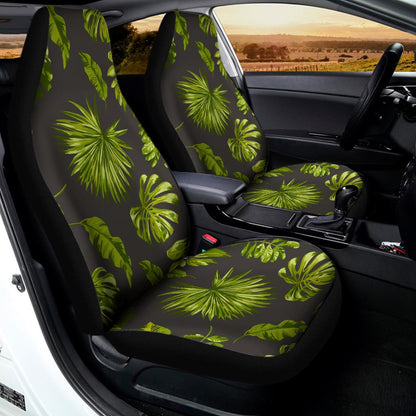 Dark Tropical Leaf Pattern Print Universal Fit Car Seat Covers