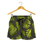 Dark Tropical Leaf Pattern Print Women's Shorts