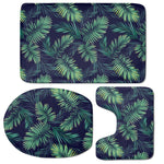 Dark Tropical Palm Leaf Pattern Print 3 Piece Bath Mat Set