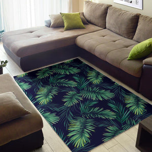 Dark Tropical Palm Leaf Pattern Print Area Rug GearFrost