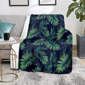 Dark Tropical Palm Leaf Pattern Print Blanket