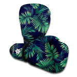 Dark Tropical Palm Leaf Pattern Print Boxing Gloves
