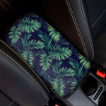 Dark Tropical Palm Leaf Pattern Print Car Center Console Cover