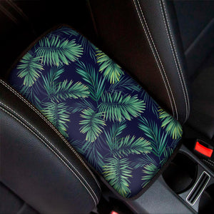 Dark Tropical Palm Leaf Pattern Print Car Center Console Cover