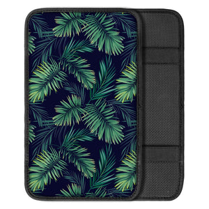 Dark Tropical Palm Leaf Pattern Print Car Center Console Cover