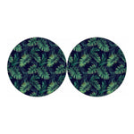 Dark Tropical Palm Leaf Pattern Print Car Coasters
