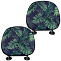 Dark Tropical Palm Leaf Pattern Print Car Headrest Covers
