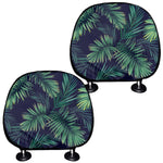 Dark Tropical Palm Leaf Pattern Print Car Headrest Covers