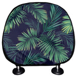 Dark Tropical Palm Leaf Pattern Print Car Headrest Covers
