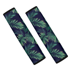 Dark Tropical Palm Leaf Pattern Print Car Seat Belt Covers