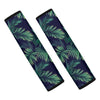 Dark Tropical Palm Leaf Pattern Print Car Seat Belt Covers