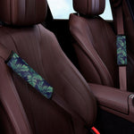 Dark Tropical Palm Leaf Pattern Print Car Seat Belt Covers