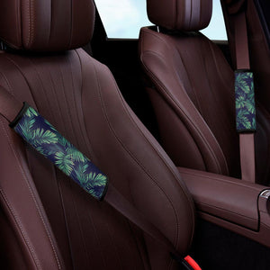 Dark Tropical Palm Leaf Pattern Print Car Seat Belt Covers