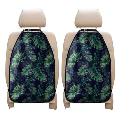 Dark Tropical Palm Leaf Pattern Print Car Seat Organizers