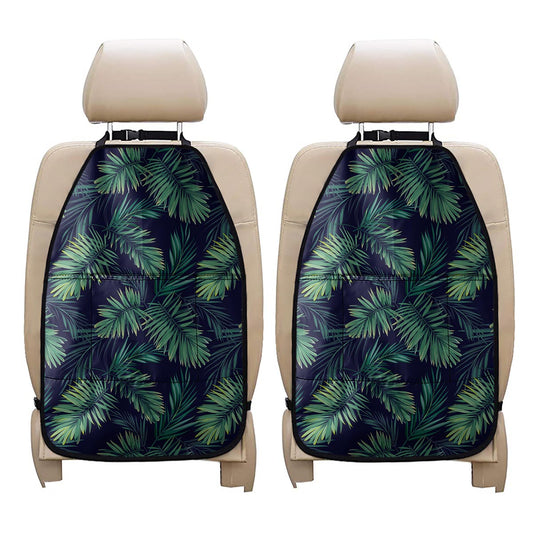 Dark Tropical Palm Leaf Pattern Print Car Seat Organizers