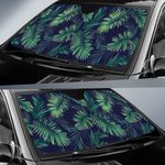 Dark Tropical Palm Leaf Pattern Print Car Sun Shade GearFrost